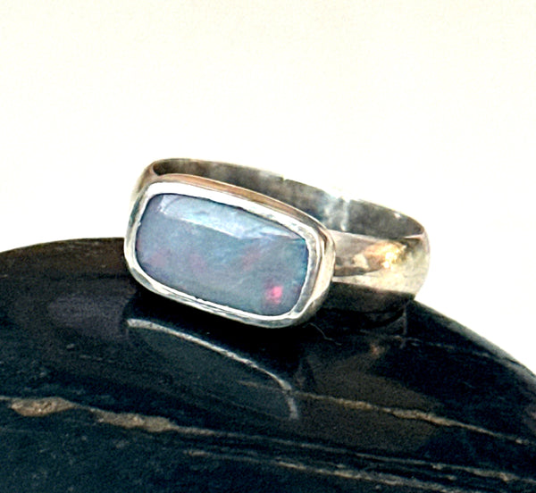 Mintabie Opal Sterling Silver Ring
