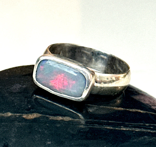 Mintabie Opal Sterling Silver Ring