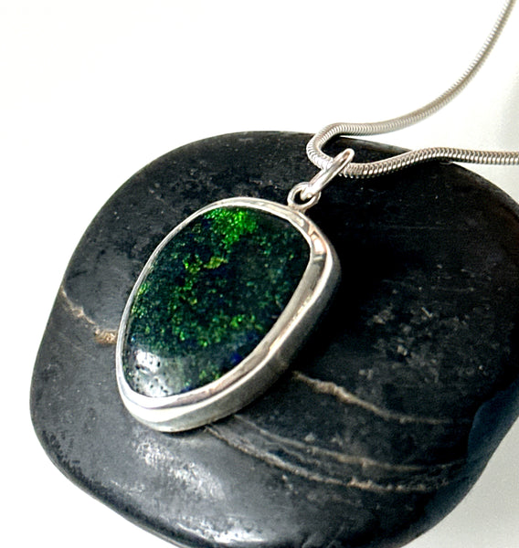 Andamooka Matrix Opal Sterling Silver Pendant Necklace