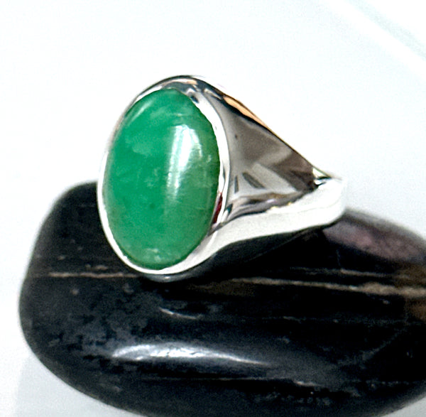 Chrysoprase Sterling Silver Signet Ring