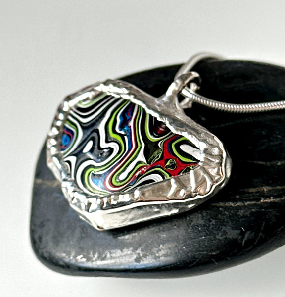 Fordite Silver Pendant Necklace