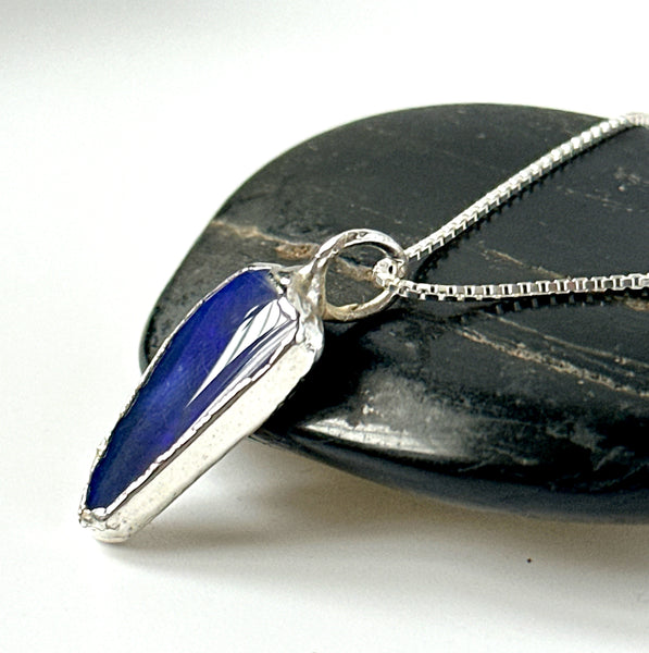 Crystal Black Opal electroformed Silver Pendant Necklace