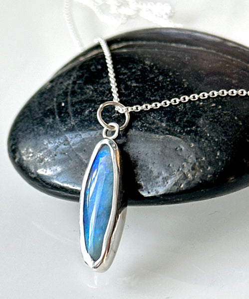 Lightning Ridge Opal Sterling Silver Pendant Necklace
