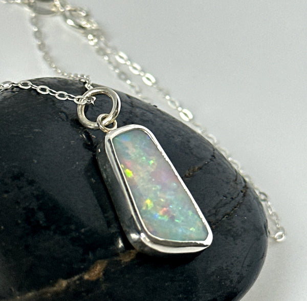 Coober Pedy Opal Sterling Silver Pendant Necklace