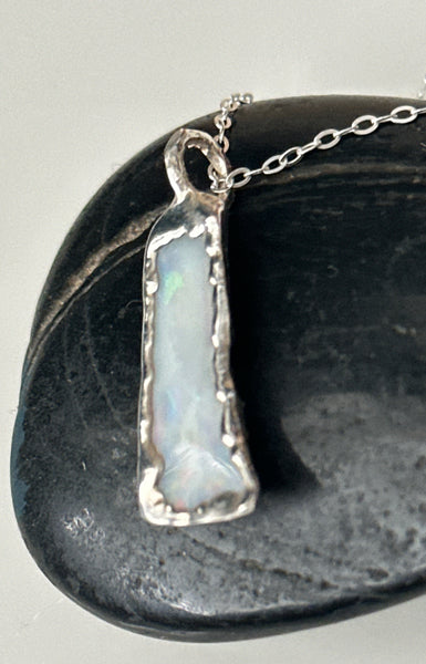 Coober Pedy Opal Silver Pendant Necklace