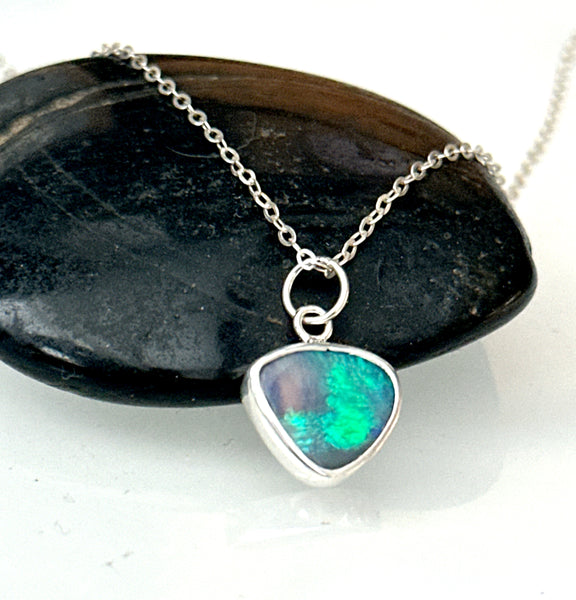 Mintabie Opal Sterling Silver Pendant Necklace