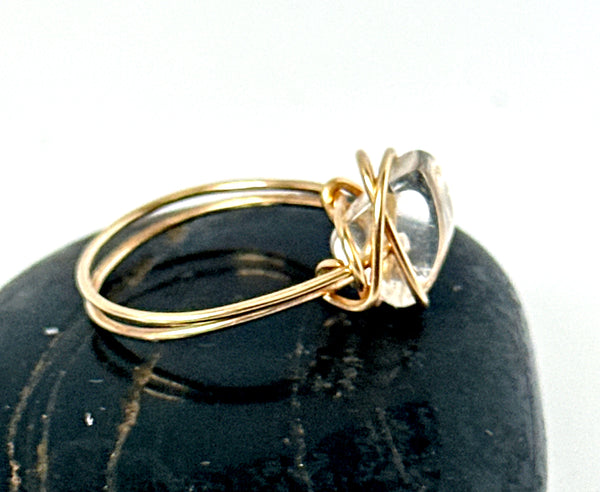 Quartz 14 Carat gold Filled Wire Ring