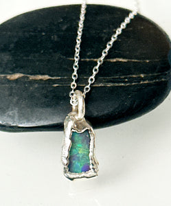 Lightning Ridge Opal Silver Pendant Necklace