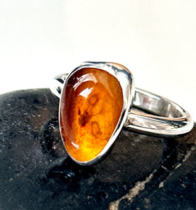 Burmese Amber Sterling Silver Ring