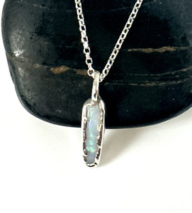 Coober Pedy Opal Silver Pendant Necklace