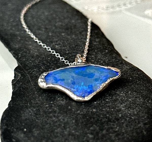 Mintabie Opal Silver Formed Pendant Necklace
