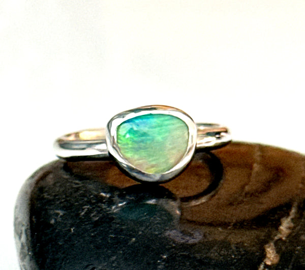 Lightning Ridge Opal Sterling Silver Ring