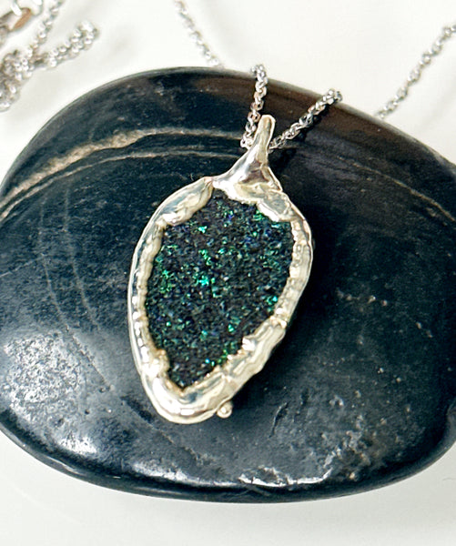 Boulder Opal Fairy Matrix Silver Pendant Necklace