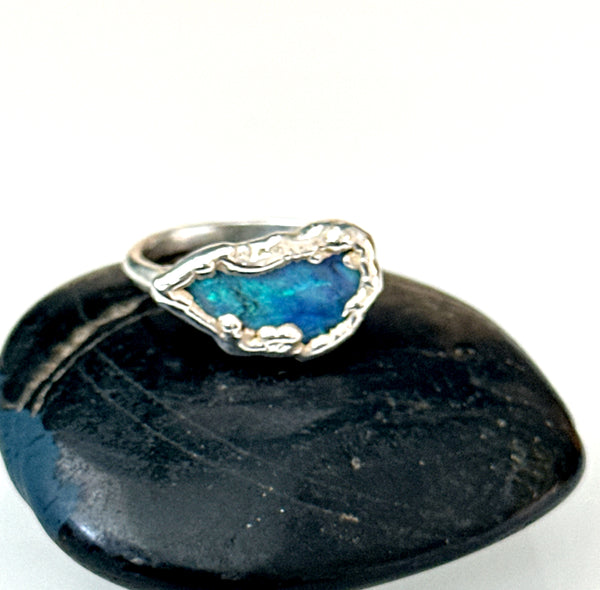 Lightning Ridge Opal Silver Ring