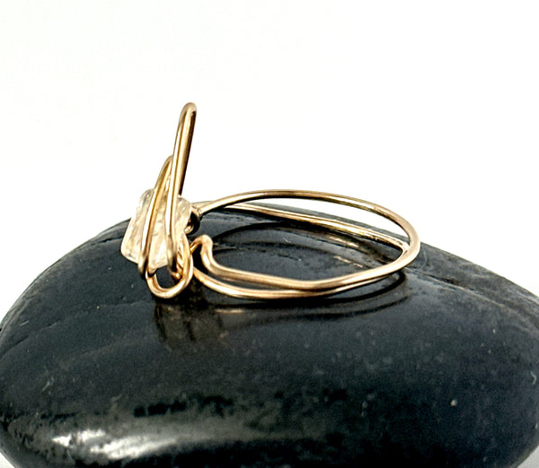 Raw Quartz 14 carat Yellow Gold Filled Wire Ring