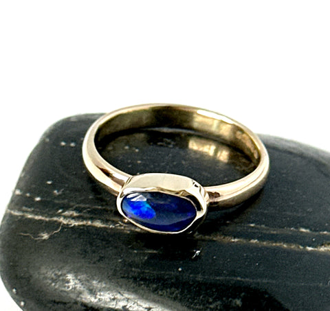 Solid Black Opal 9 carat Gold Ring