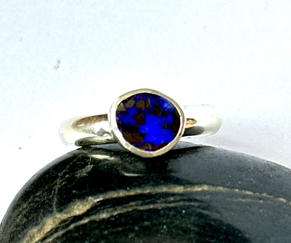 Boulder Opal Sterling Silver Ring