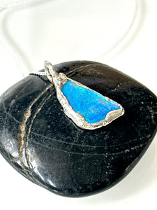 Lightning Ridge Opal Silver Formed Pendant Necklace