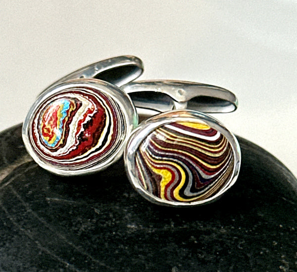 Corvette Fordite Sterling Silver Cufflinks