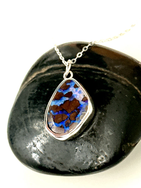 Boulder Opal Sterling Silver Pendant Necklace