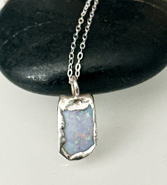 Lightning Ridge Opal Silver Pendant Necklace