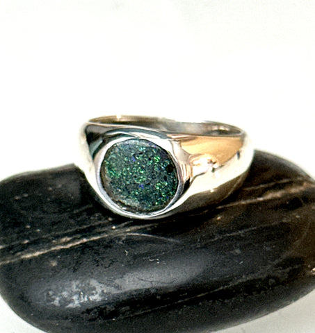 Andamooka Matrix Opal Sterling Silver Signet Ring
