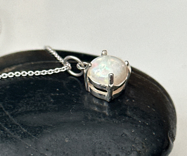 Coober Pedy Opal Silver Pendant Necklace