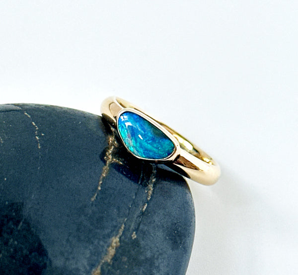 Solid Black Opal 9 Carat Gold Ring