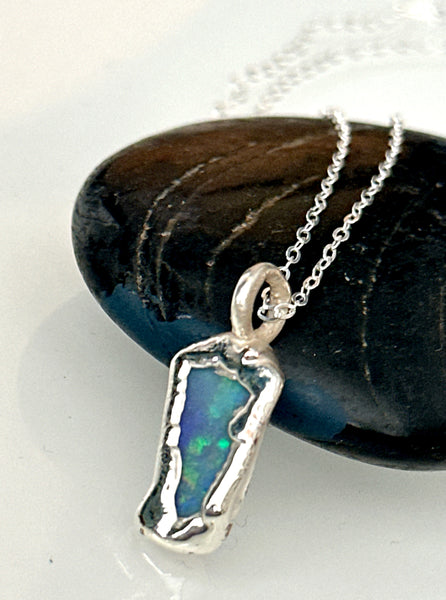 Lightning Ridge Opal Silver Pendant Necklace