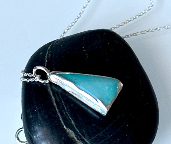 Opal Silver & Copper Formed Pendant Necklace