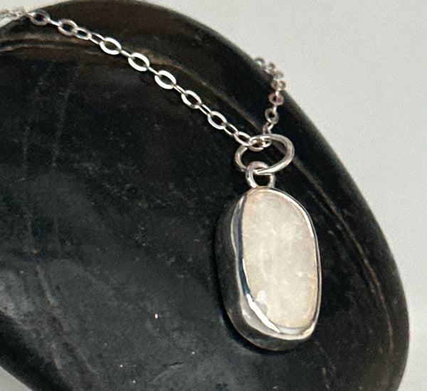 Solid Coober Pedy Opal Sterling Silver Pendant Necklace