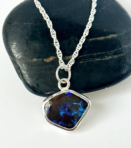 Boulder Opal Sterling Silver Pendant Necklace