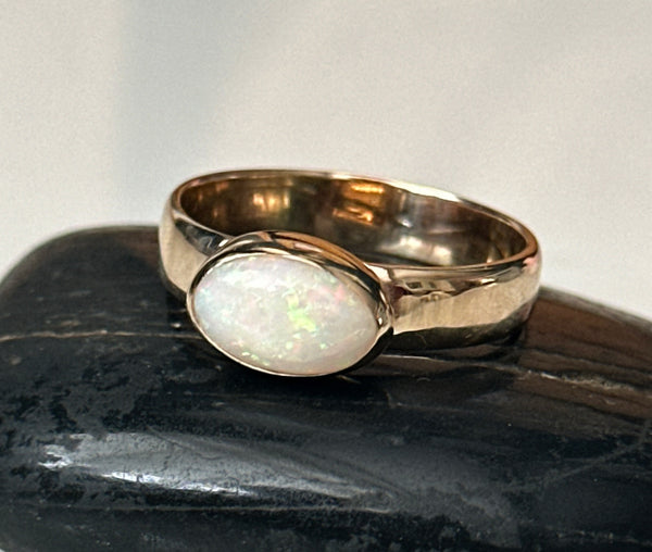 Solid Coober Pedy Opal 9 Carat Gold Ring