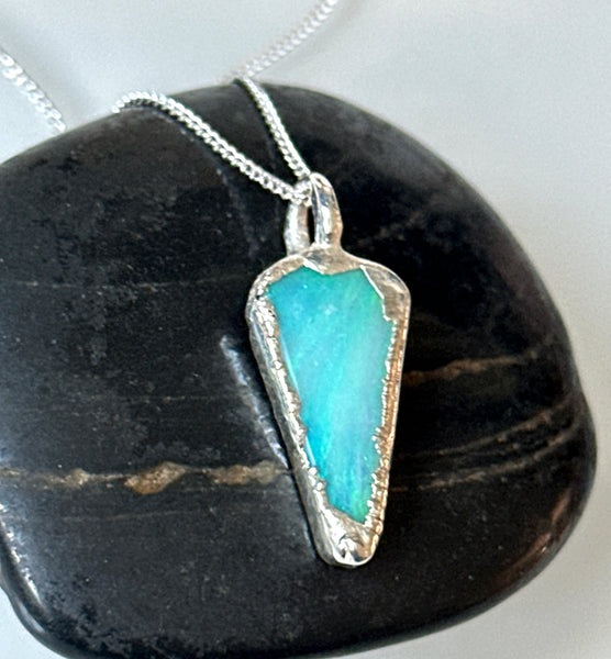 Coober pedy Opal Silver Necklace