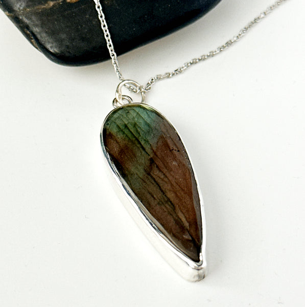 Labradorite Sterling Silver Pendant Necklace