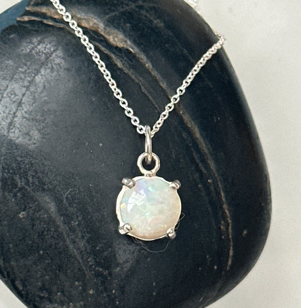 Coober Pedy Opal Silver Pendant Necklace