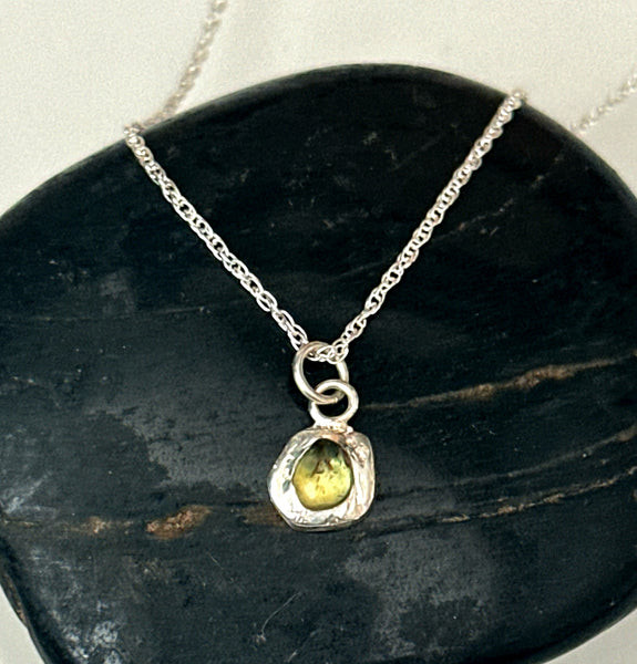 Natural Sapphire Silver Pendant Necklace