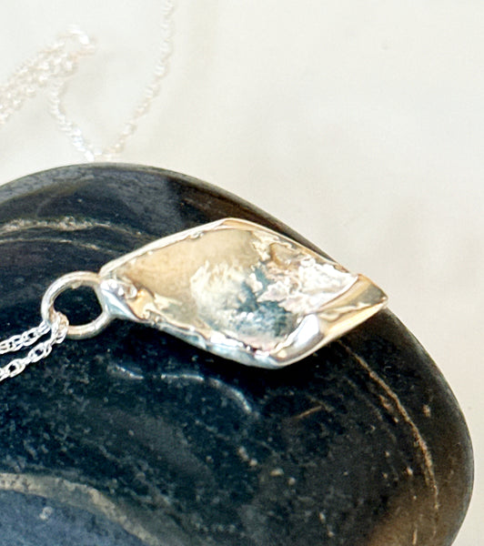 Coober Pedy Shell Opal Silver Pendant Necklace