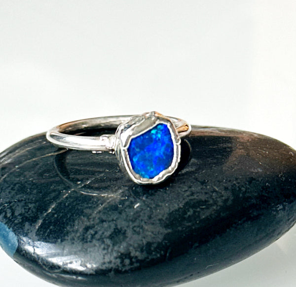 Lightning Ridge Opal Silver Ring