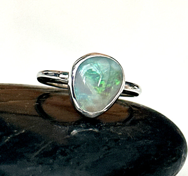 Mintabie Opal Sterling Silver Ring
