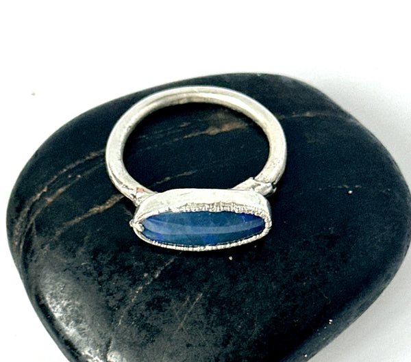 Black Crystal Opal Silver Ring