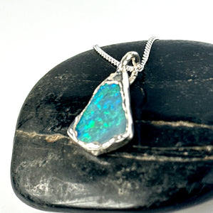 Lightning Ridge Opal Silver Pendant Necklace