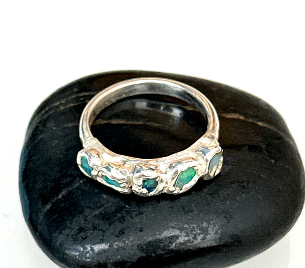 5 Opal Silver Ring