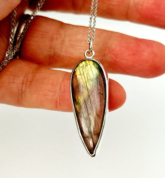 Labradorite Sterling Silver Pendant Necklace