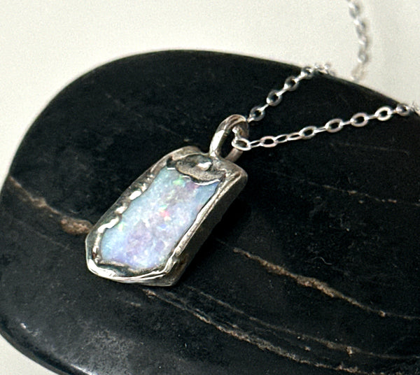 Lightning Ridge Opal Silver Pendant Necklace