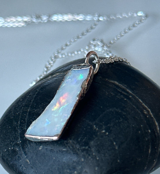 Coober Pedy Opal Copper & Silver Formed Pendant Necklace