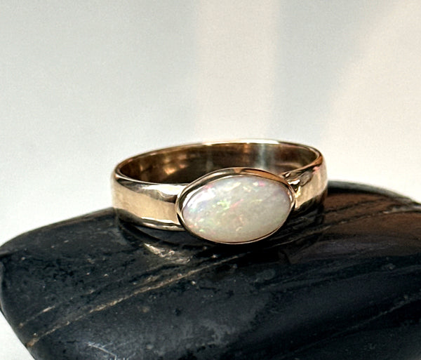 Solid Coober Pedy Opal 9 Carat Gold Ring