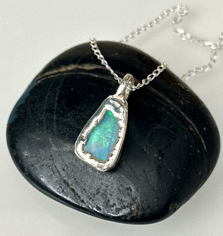 Lightning Ridge Opal Silver Pendant Necklace