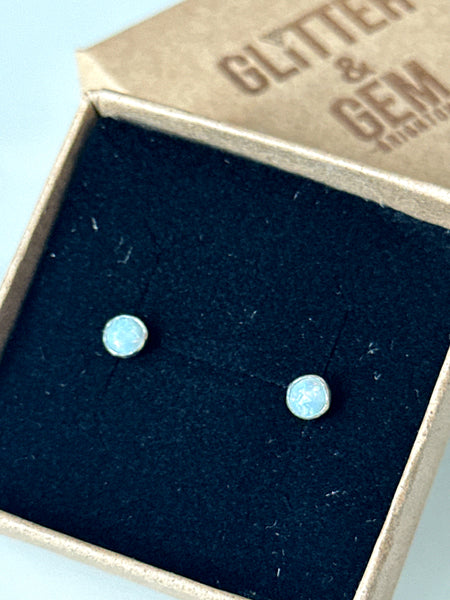 Coober Pedy Opal Silver Stud Earrings