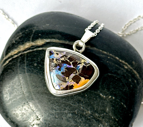 Boulder Opal Sterling Silver Pendant Necklace